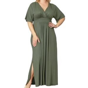Kiyonna Vienna V neck maxi dress light green size 0X